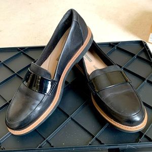 Clarks Collection Black Leather Loafers, Sz 8; NWOT